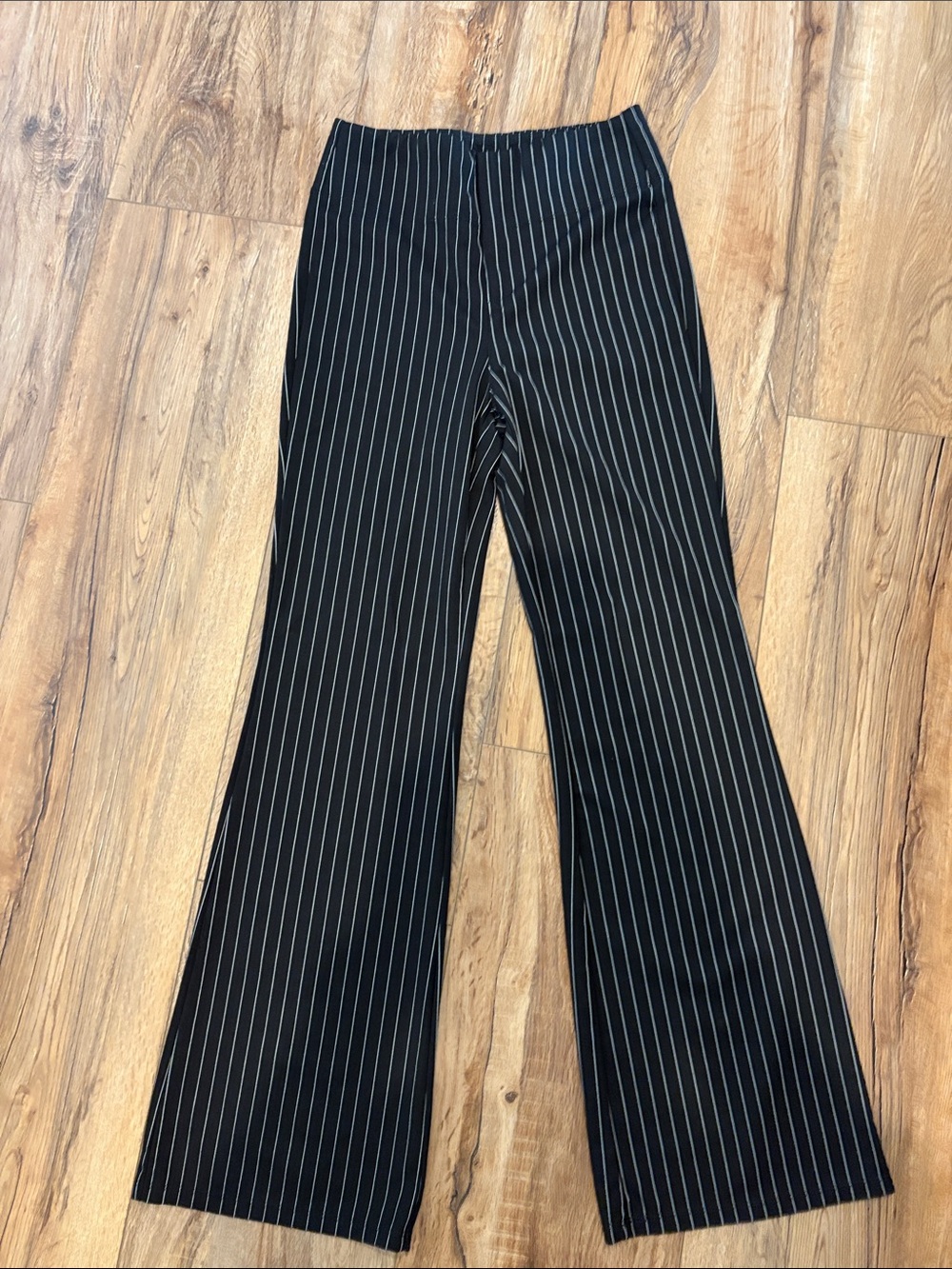 HALARA Black with White Pinstripe Boot Cut Pants
